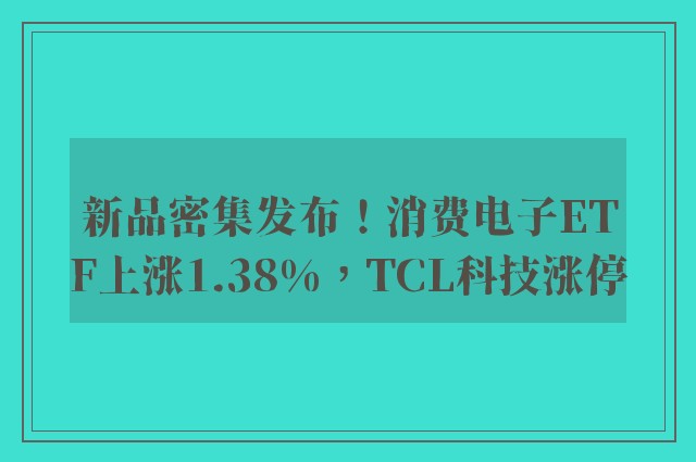 新品密集发布！消费电子ETF上涨1.38%，TCL科技涨停